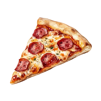 Watercolor Pepperoni Pizza Slice
