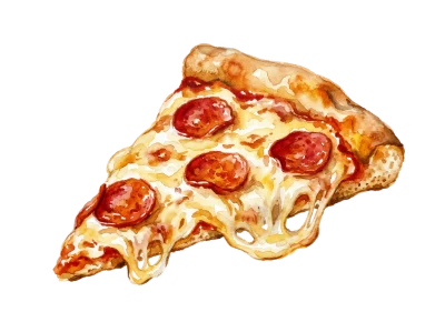 Watercolor Pepperoni Pizza Slice