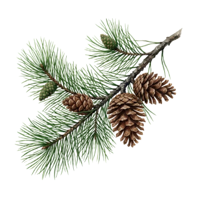 Watercolor Pine Branch Illustration