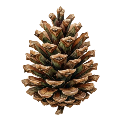 Watercolor Pine Cone Illustration
