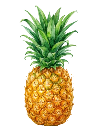 Watercolor Pineapple Tropical Fruit Hand Painted Design