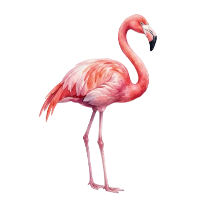 Watercolor Pink Flamingo Bird