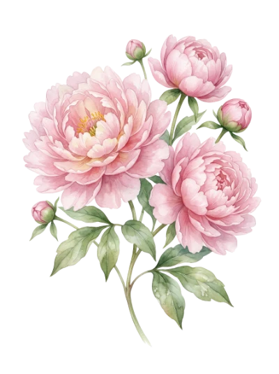 Watercolor Pink Peony Bouquet