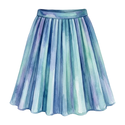 Watercolor Pleated Skirt