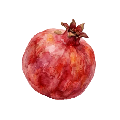 Watercolor Pomegranate Fruit