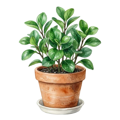 Watercolor Potted Houseplant
