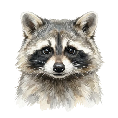 Watercolor Raccoon Portrait