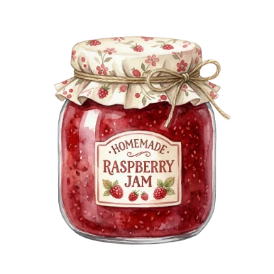 Watercolor Raspberry Jam Jar