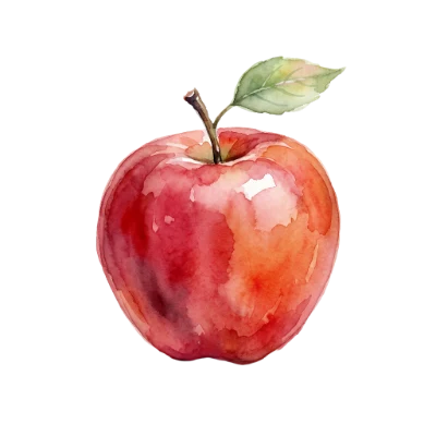 Watercolor Red Apple