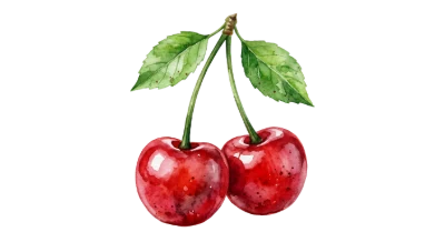 Watercolor Red Cherries