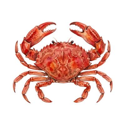 Watercolor Red Crab