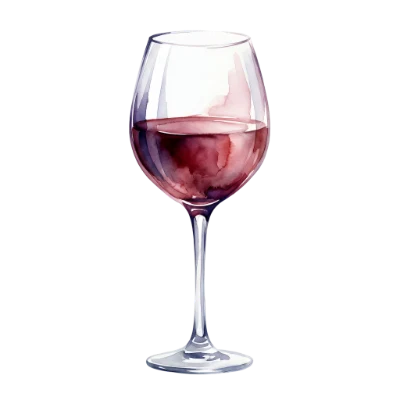 Watercolor Red Wine Glass