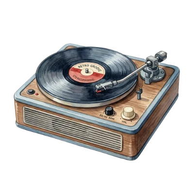 Watercolor Retro Vinyl Turntable