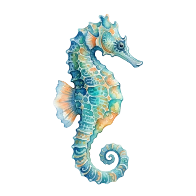 Watercolor Seahorse Marine Animal