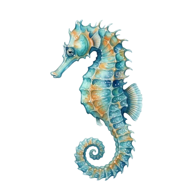 Watercolor Seahorse Marine Animal