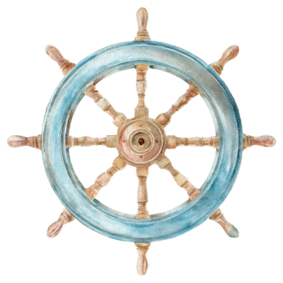 Watercolor Ship Steering Wheel
