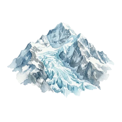 Watercolor Snowy Mountain Peak