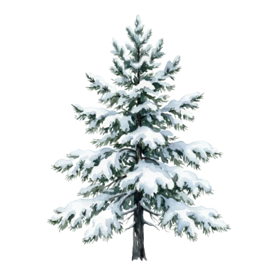 Watercolor Snowy Pine Tree