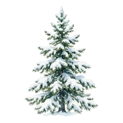 Watercolor Snowy Pine Tree