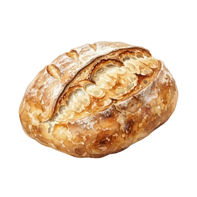 Watercolor Sourdough Bread Loaf