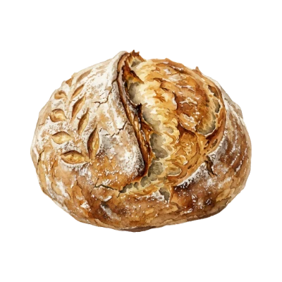Watercolor Sourdough Bread Loaf