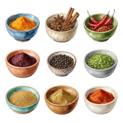 Watercolor Spices And Herbs