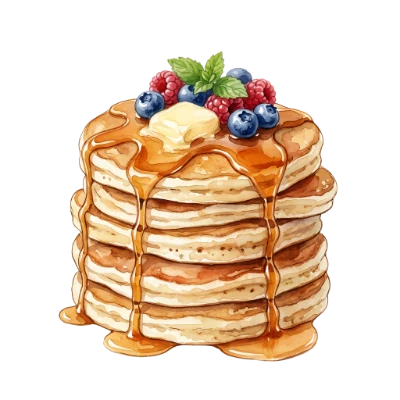 Watercolor Stack Of Pancakes