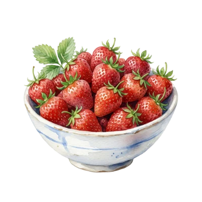 Watercolor Strawberry Bowl