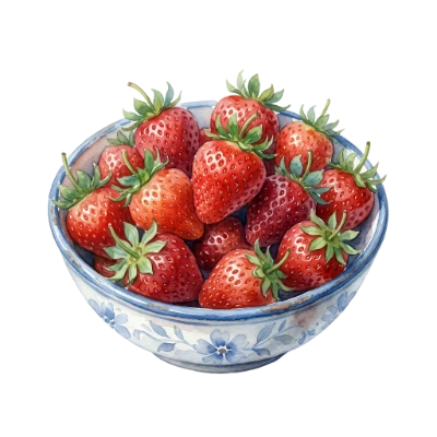 Watercolor Strawberry Bowl