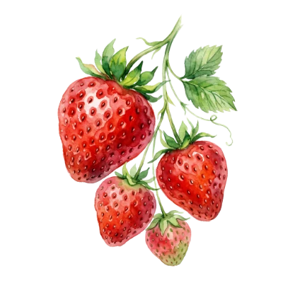 Watercolor Strawberry Fruit Cluster