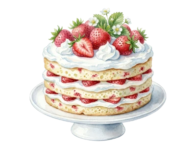 Watercolor Strawberry Layer Cake