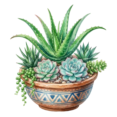 Watercolor Succulent Plant Pot