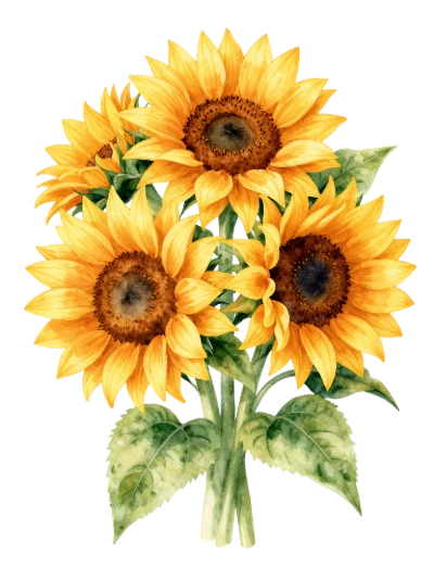 Watercolor Sunflower Bouquet