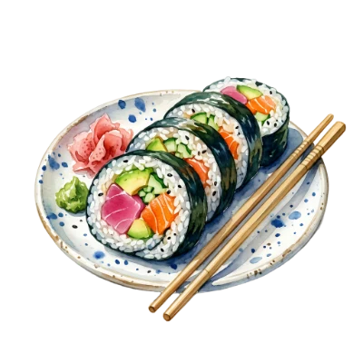 Watercolor Sushi Roll Plate