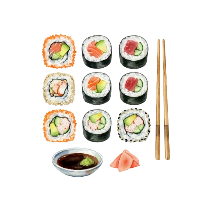 Watercolor Sushi Set