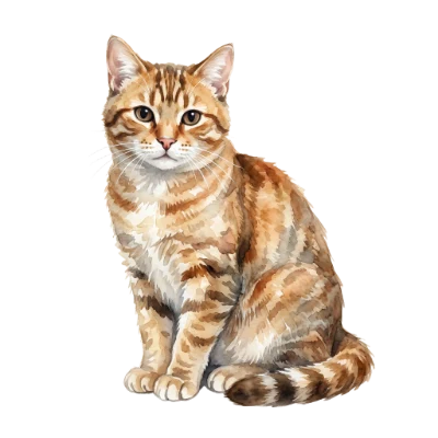 Watercolor Tabby Cat Illustration