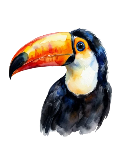 Watercolor Toucan Bird Portrait