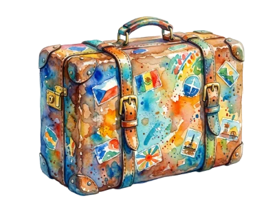 Watercolor Travel Suitcase Illustration
