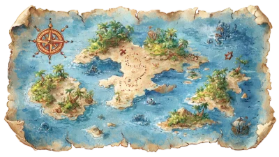 Watercolor Treasure Map Illustration