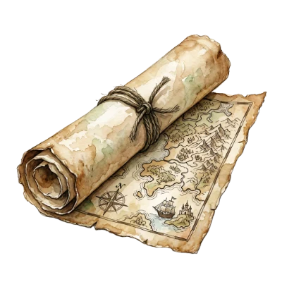 Watercolor Treasure Map Scroll