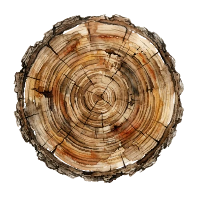 Watercolor Tree Ring Illustration