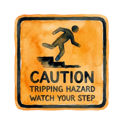 Watercolor Tripping Hazard Sign