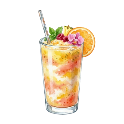 Watercolor Tropical Fruit Smoothie