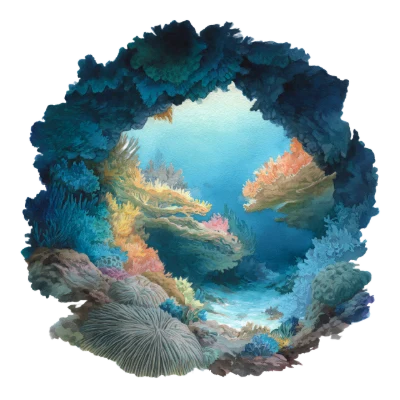 Watercolor Underwater Coral Reef