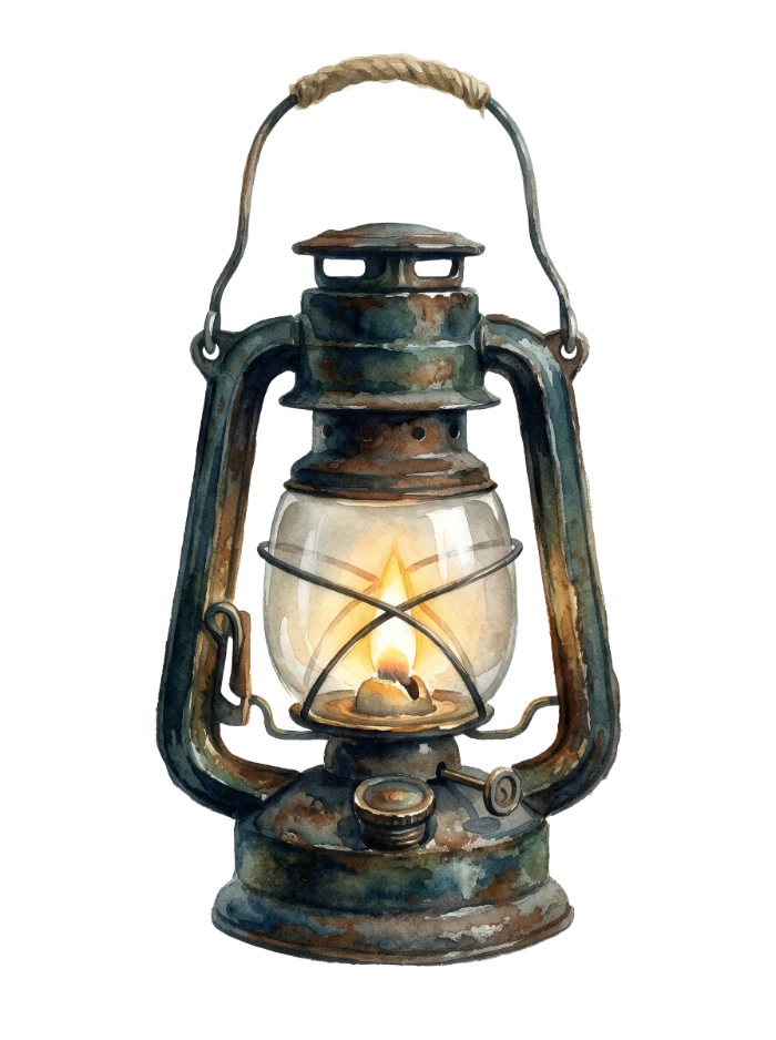 Watercolor Vintage Oil Lantern