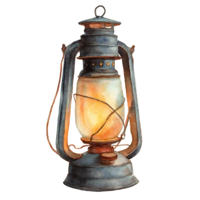 Watercolor Vintage Oil Lantern