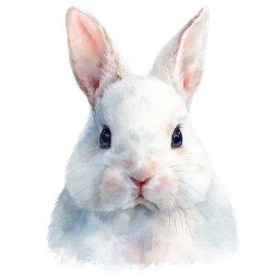 Watercolor White Rabbit Portrait