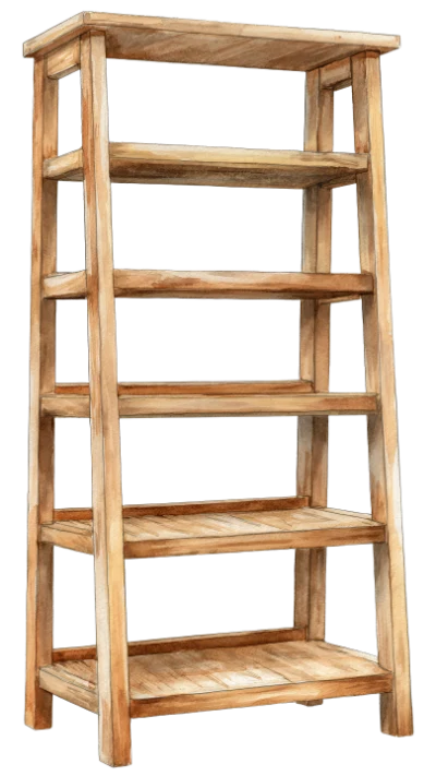 Watercolor Wooden Bookshelf