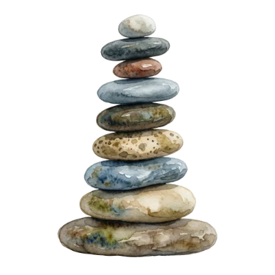 Watercolor Zen Stone Stack