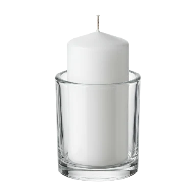 White Candle In Glass